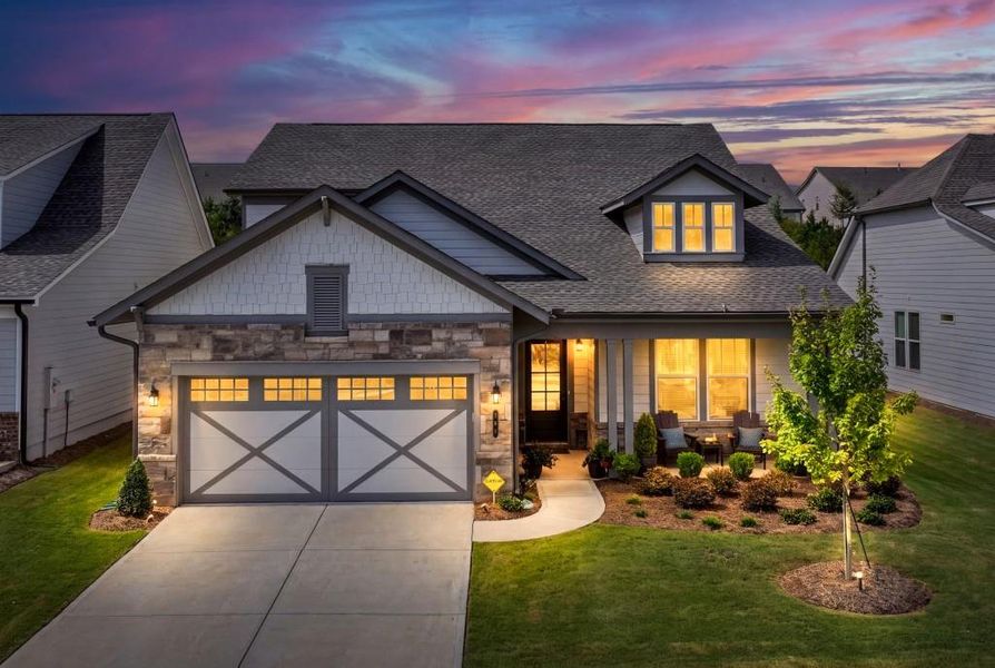 Front exterior of a new home in , Hoschton, GA, highlighting curb appeal (Image 24). Front exterior of a new home in , Hoschton, GA, highlighting curb appeal (Image 24).