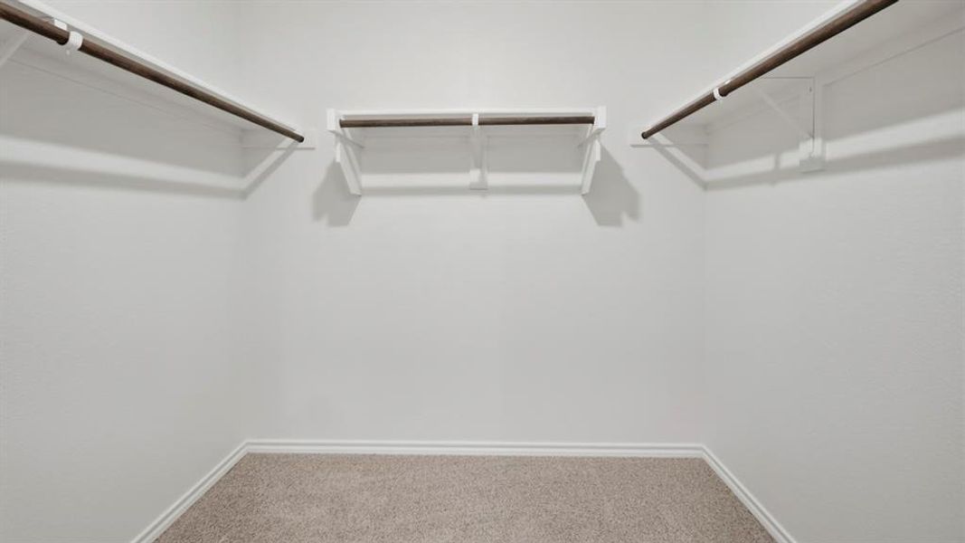 Spacious closet with light colored carpet Spacious closet with light colored carpet