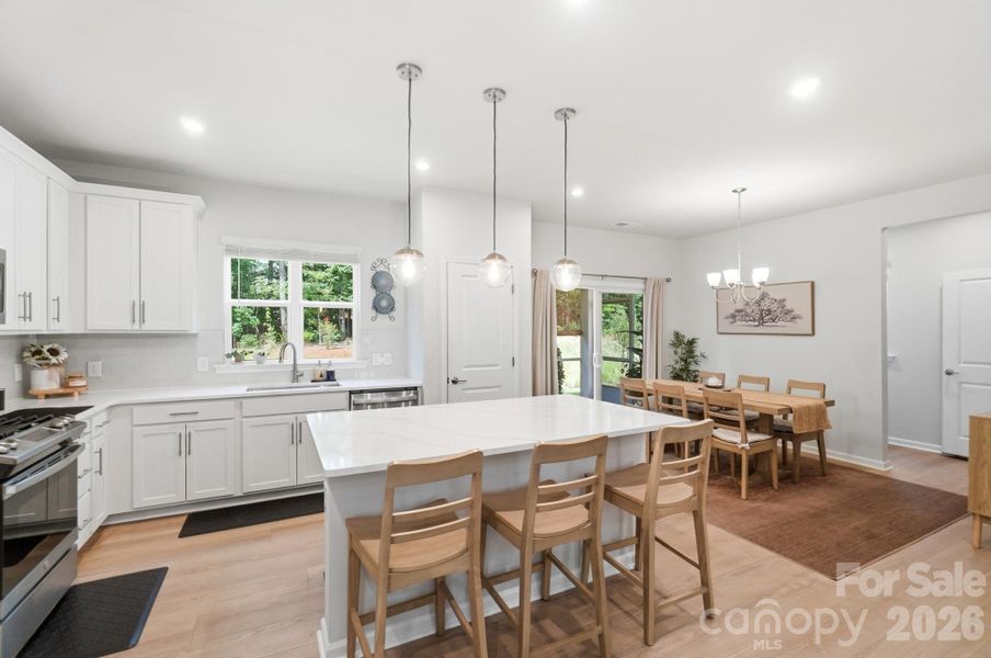 Upgraded kitchen features soft close cabinets!