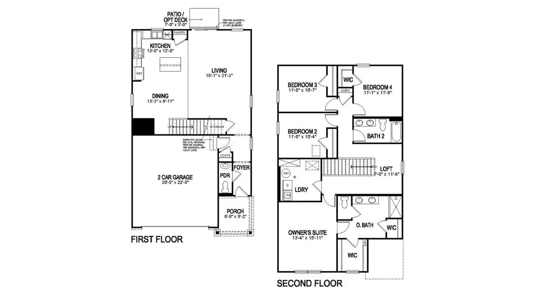 2D floor plan layout for the Elder II by D.R. Horton in Granary, Johnstown, CO (Image 3).