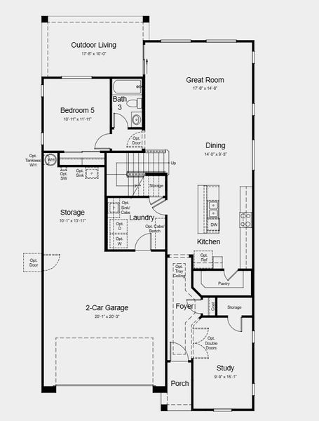 2D floor plan layout for the Winsor by Taylor Morrison in Hawes Crossing Discovery Collection, Mesa, AZ (Image 3).