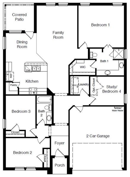 2D floor plan layout of this home in Northwest Passage, Midland, TX (Image 4).