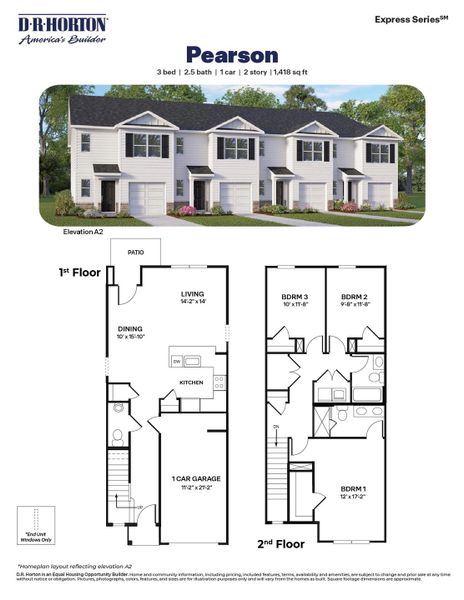 2D floor plan layout for the Pearson by D.R. Horton in Battle Crossings, Raleigh, NC (Image 5).