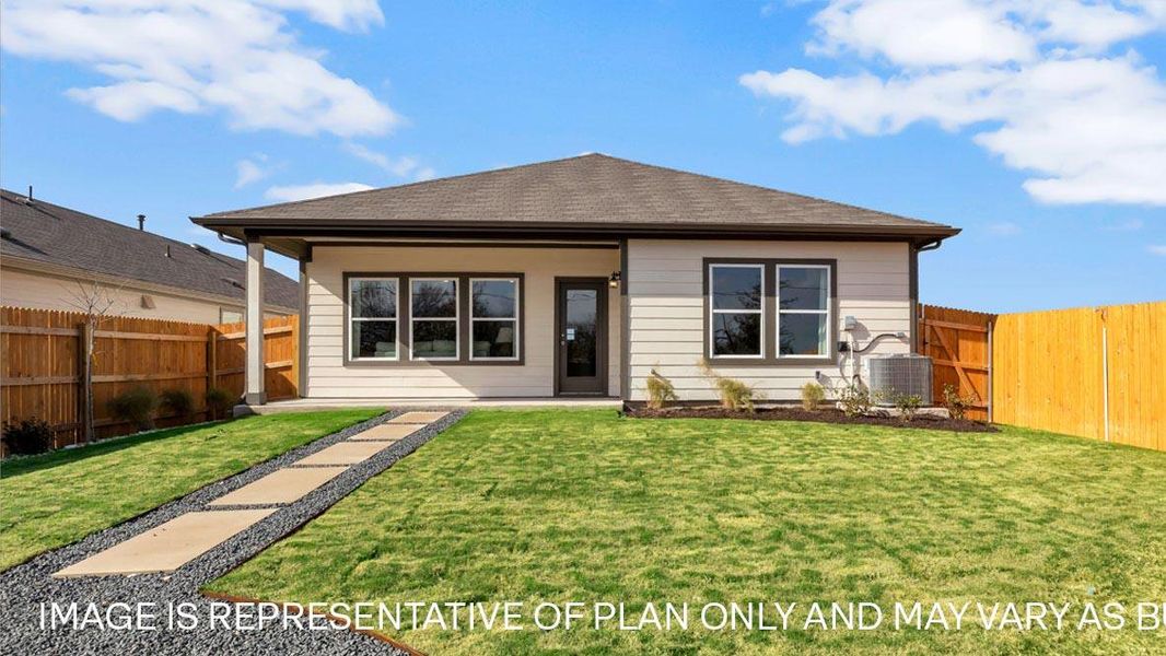 Exterior details and patio area of a home in Prairie Lakes, Buda (Image 3).