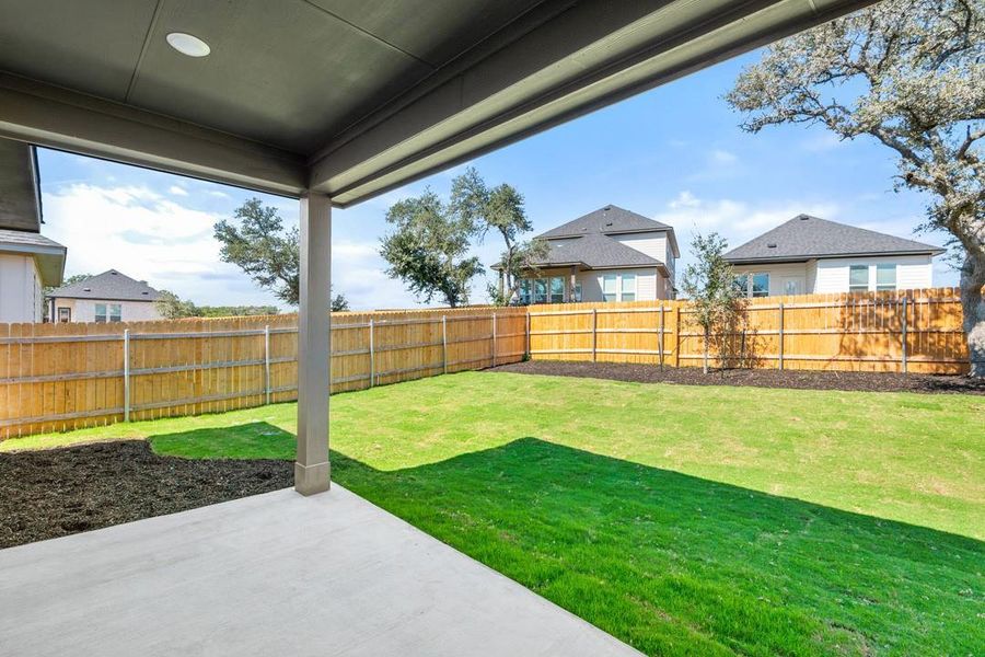 Exterior details and patio area of a home in Terrace Collection at Heritage, Dripping Springs (Image 18). Exterior details and patio area of a home in Terrace Collection at Heritage, Dripping Springs (Image 18).