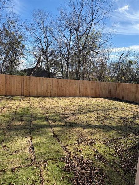View of fenced backyard