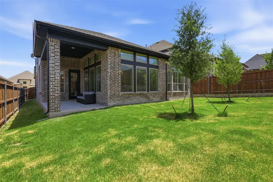 Expansive green lawn with established trees Expansive green lawn with established trees