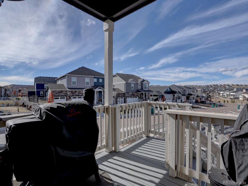 Exterior details and patio area of a home in Crystal Valley Pine Ridge, Castle Rock (Image 29).