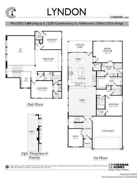 2D floor plan layout of this home in Meyer Ranch, Canyon Lake, TX (Image 3).