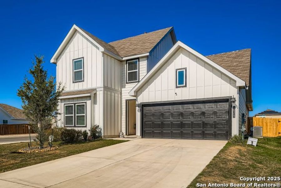 Front exterior of a new home in Riverstone at Westpointe, San Antonio, TX, highlighting curb appeal (Image 22).