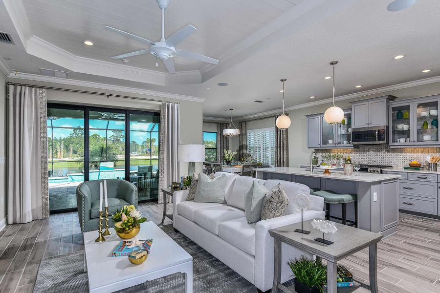 Furnished interior view inside a new home in Boca Royale Golf & Country Club at Wellen Park, Englewood (Image 12).