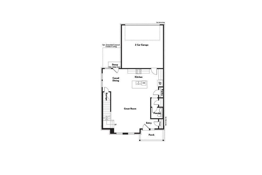 2D floor plan layout for the Woolf by DRB Homes in Creeks Crossing, Elgin, TX (Image 3).