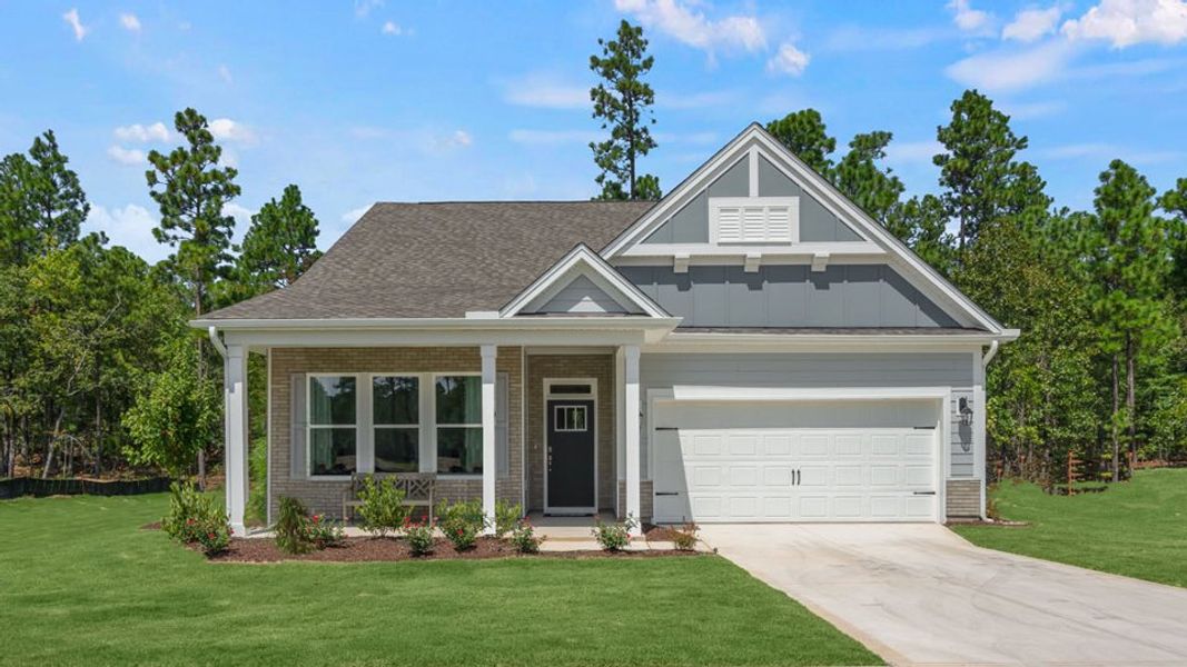 Representative exterior photo of a completed home built from the Azalea by D.R. Horton in South Pinehurst Cottages, Pinehurst, NC (Image 21). Representative exterior photo of a completed home built from the Azalea by D.R. Horton in South Pinehurst Cottages, Pinehurst, NC (Image 21).