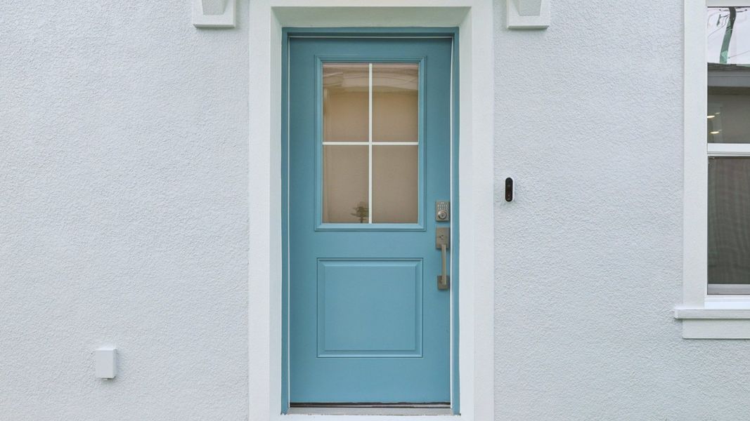Door at Exterior of the Coronado - End at Cyrene at Harmony located in St Cloud FL by DRB Homes