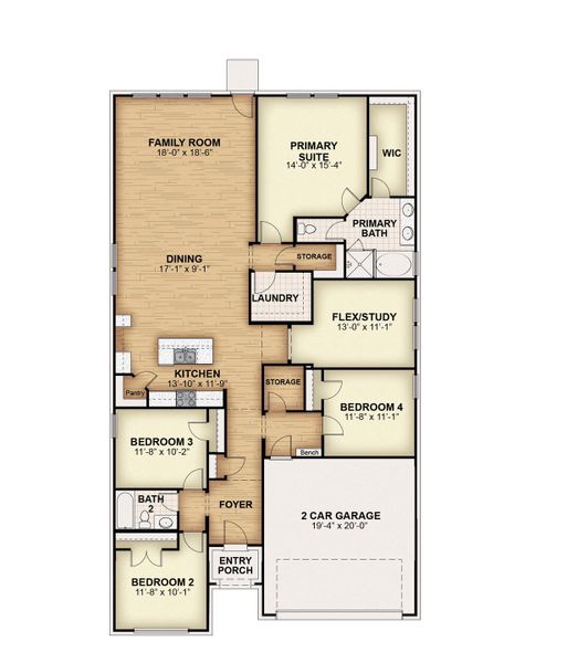 2D floor plan layout for the Patriot by Rockwell Homes in Creekside, Royse City, TX (Image 5). 2D floor plan layout for the Patriot by Rockwell Homes in Creekside, Royse City, TX (Image 5).