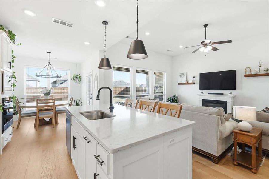 Large center island with seating