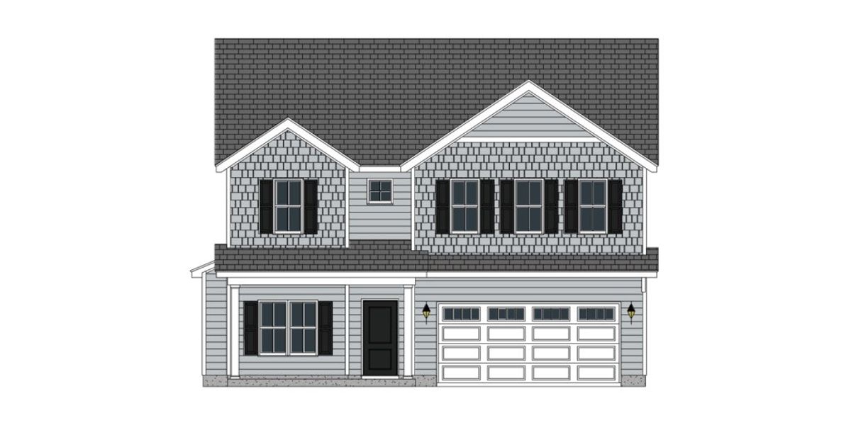 Exterior rendering of this home design in Davenport Farms, Winterville, NC (Image 1).