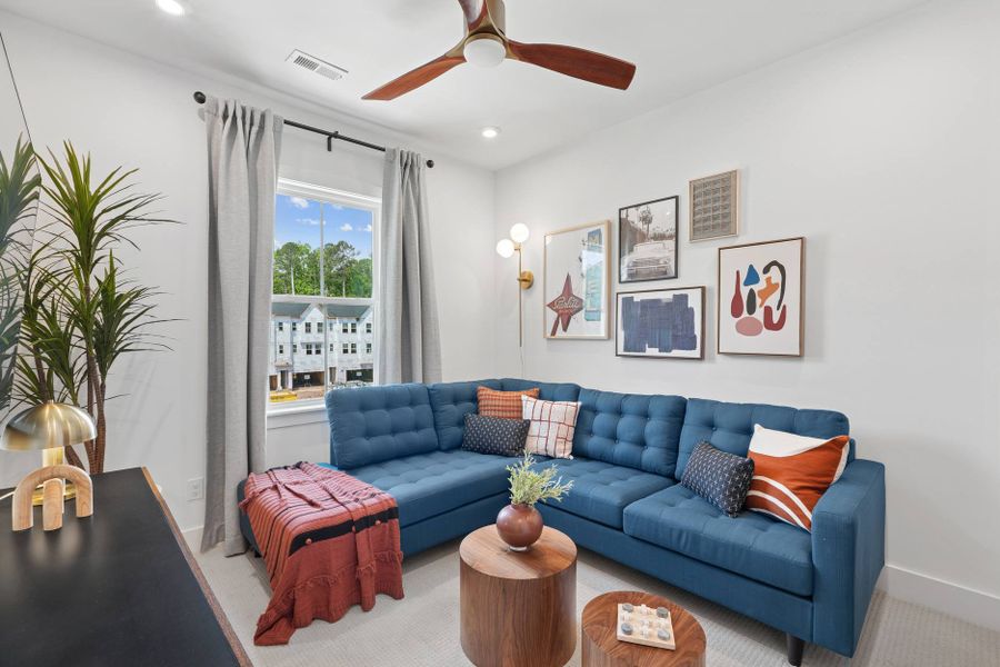 Representative furnished interior of a home built from the Holden by Tri Pointe Homes in Twinleaf Townes, Chapel Hill (Image 7). Representative furnished interior of a home built from the Holden by Tri Pointe Homes in Twinleaf Townes, Chapel Hill (Image 7).