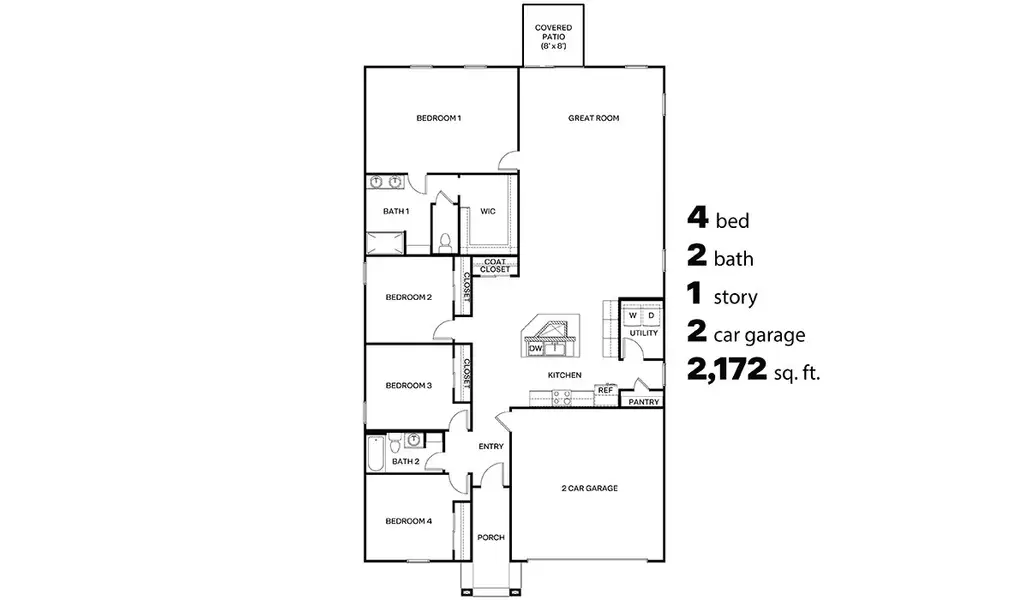 2D floor plan layout of this home in Entrada Del Toro at Rancho Sahuarita, Sahuarita, AZ (Image 4).