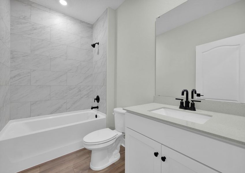 The secondary bathroom provide your guests all the space they need to get ready in the morning