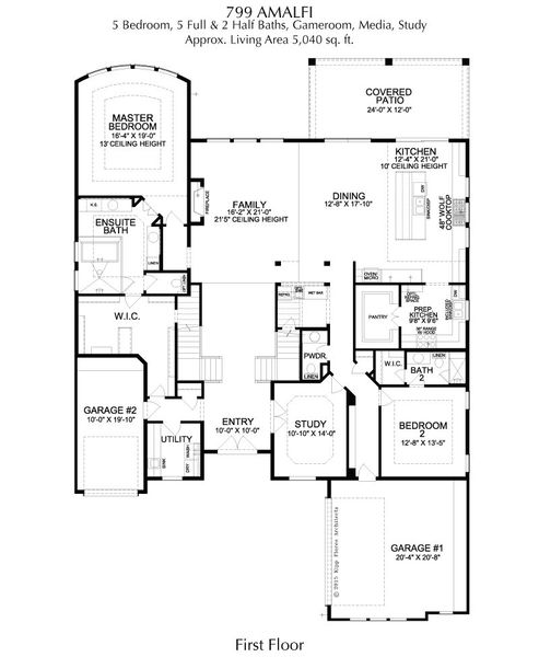 2D floor plan layout for the Amalfi by Landon Homes in Signature 74s, Frisco, TX (Image 3). 2D floor plan layout for the Amalfi by Landon Homes in Signature 74s, Frisco, TX (Image 3).