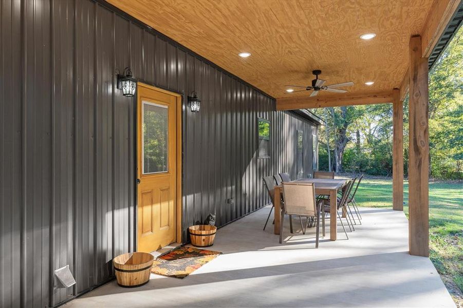 Exterior details and patio area of a home in , Ben Wheeler (Image 2).
