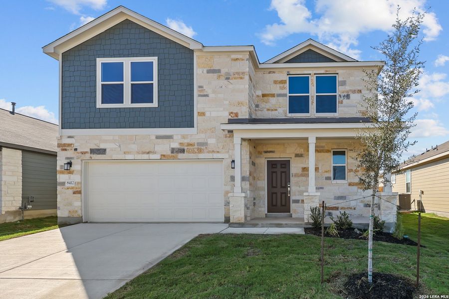 Front exterior of a new home in Garden Grove, San Antonio, TX, highlighting curb appeal (Image 1). Front exterior of a new home in Garden Grove, San Antonio, TX, highlighting curb appeal (Image 1).