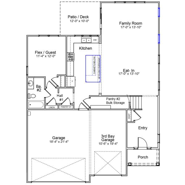 2D floor plan layout of this home in Brooke Hill, Lewisville, NC (Image 3).