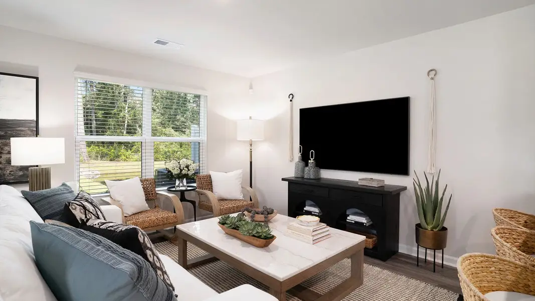 Furnished interior view inside a new home in The Townes at Amber Bluff, Conway (Image 4). Furnished interior view inside a new home in The Townes at Amber Bluff, Conway (Image 4).