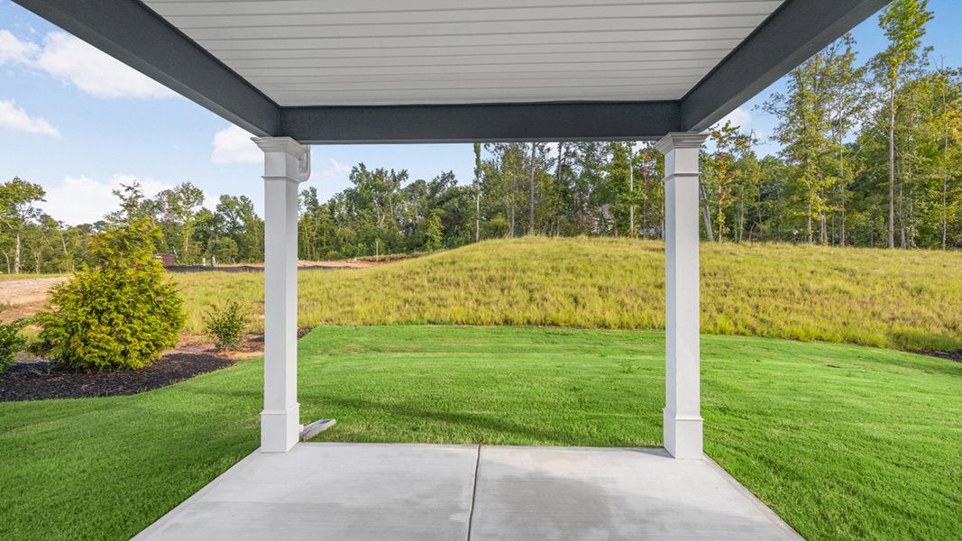 Exterior details and patio area of a home in Wrenfield at Chanticleer, North Augusta (Image 3). Exterior details and patio area of a home in Wrenfield at Chanticleer, North Augusta (Image 3).