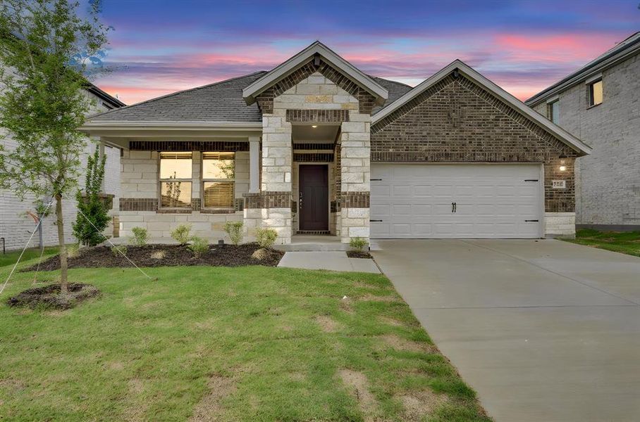 Front exterior of a new home in Stonehaven, Seagoville, TX, highlighting curb appeal (Image 17). Front exterior of a new home in Stonehaven, Seagoville, TX, highlighting curb appeal (Image 17).
