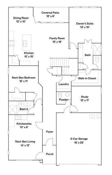 2D floor plan layout of this home in Sunterra, Katy, TX (Image 5).