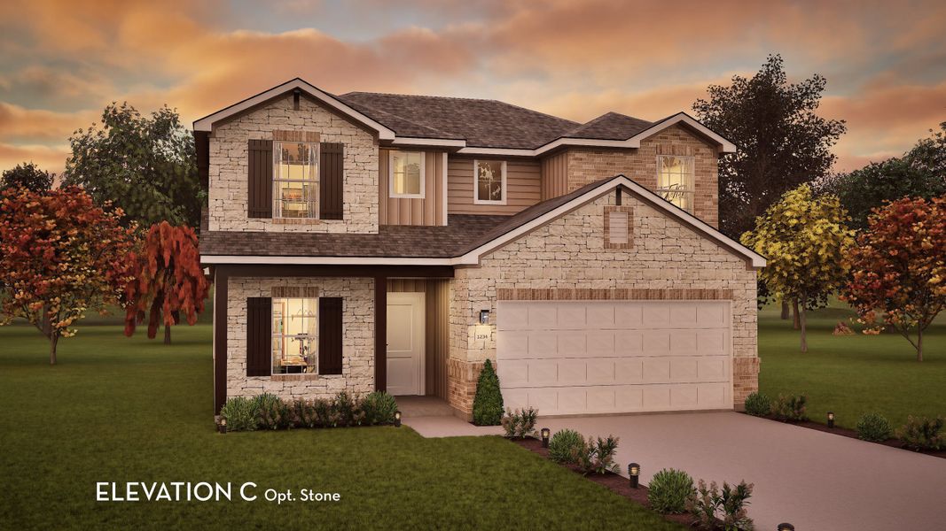 Representative exterior photo of a completed home built from the Blanco by CastleRock Communities in Lone Oak, San Antonio, TX (Image 16).