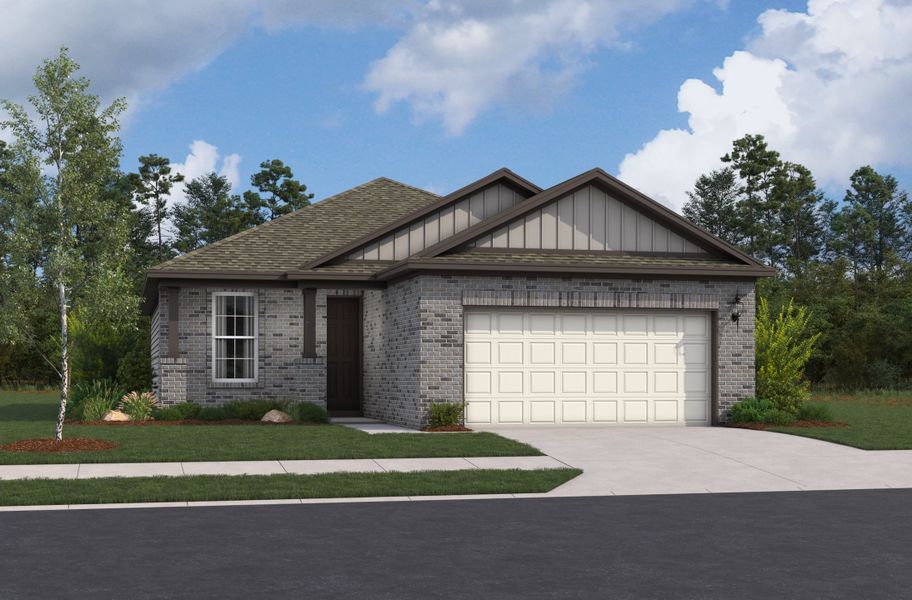 Representative exterior photo of a completed home built from the Hickory by Beazer Homes in Hunter's Ranch, San Antonio, TX (Image 11).