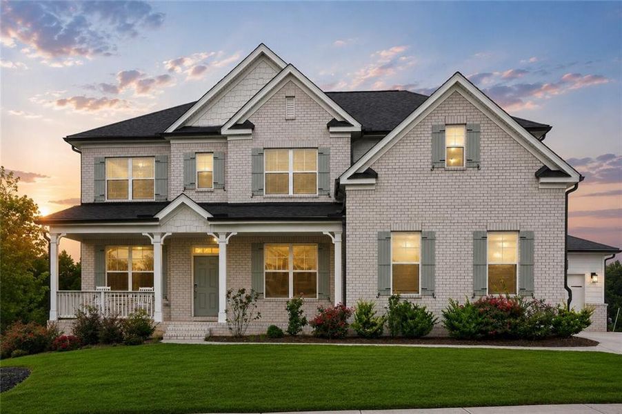 Front exterior of a new home in Carmichael Farms, Canton, GA, highlighting curb appeal (Image 2). Front exterior of a new home in Carmichael Farms, Canton, GA, highlighting curb appeal (Image 2).