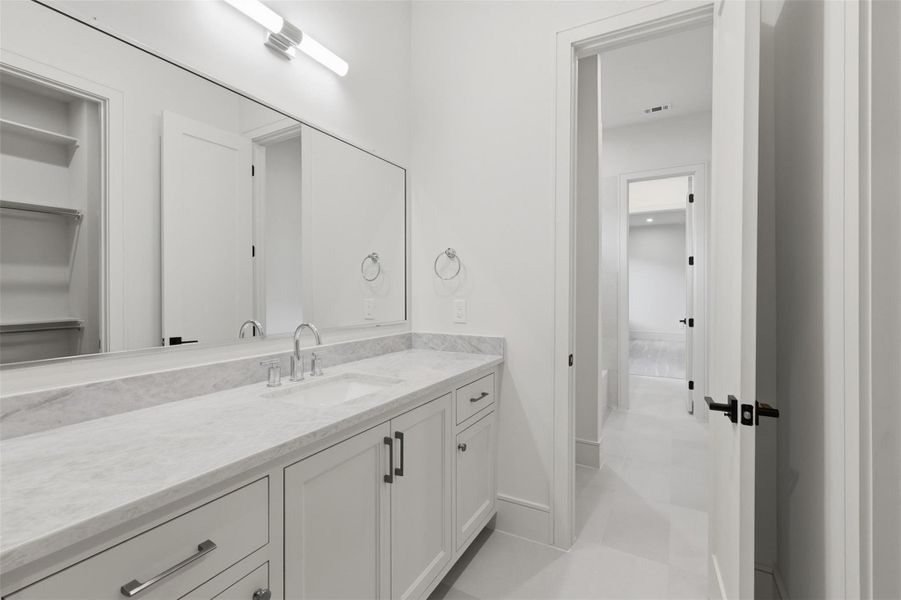 Each room has their own large vanity