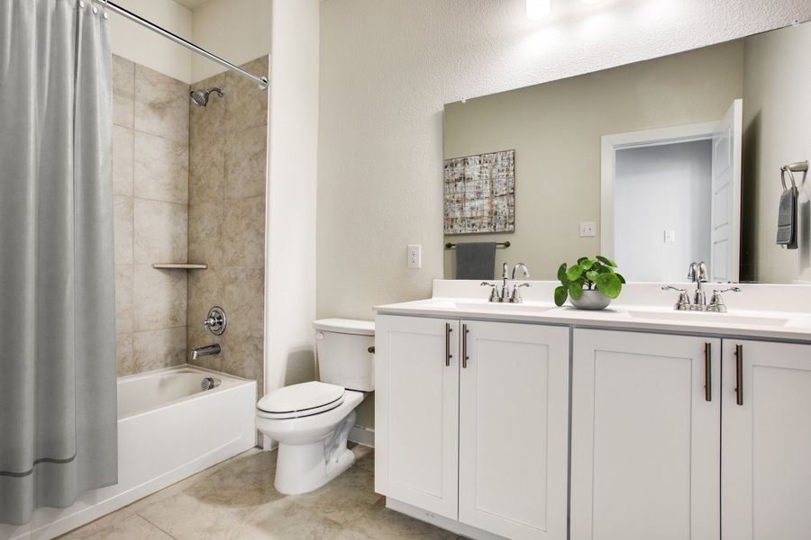 Hall bath with double vanity