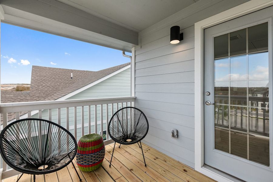 Exterior details and patio area of a home in Whisper Valley, Manor (Image 25).