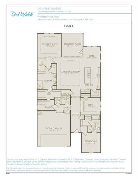 2D floor plan layout of this home in Del Webb Fulshear, Fulshear, TX (Image 3).
