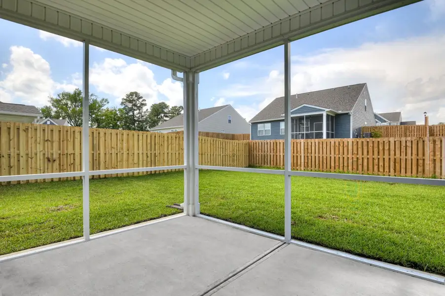 Exterior details and patio area of a home in The Beacon at Old Peachtree Single Family Homes, Lawrenceville (Image 64).