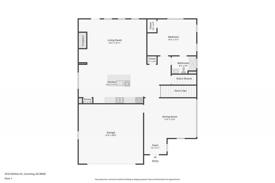 2D floor plan layout of this home in Hillshire, Cumming, GA (Image 6).