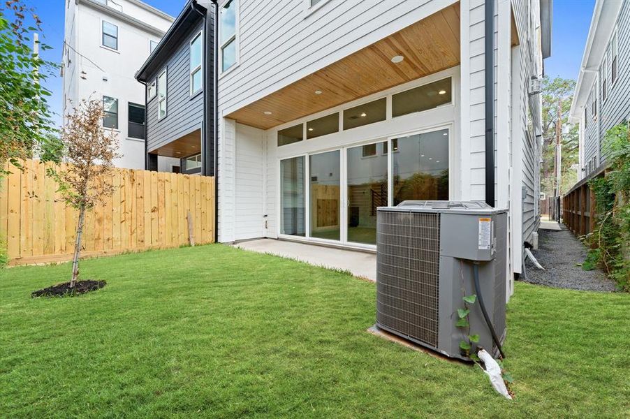 Fully fenced backyard.