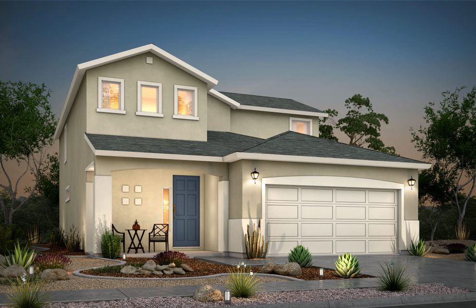 Representative exterior photo of a completed home built from the Sinatra by View Homes in Emerald Estates, Horizon City, TX (Image 14). Representative exterior photo of a completed home built from the Sinatra by View Homes in Emerald Estates, Horizon City, TX (Image 14).