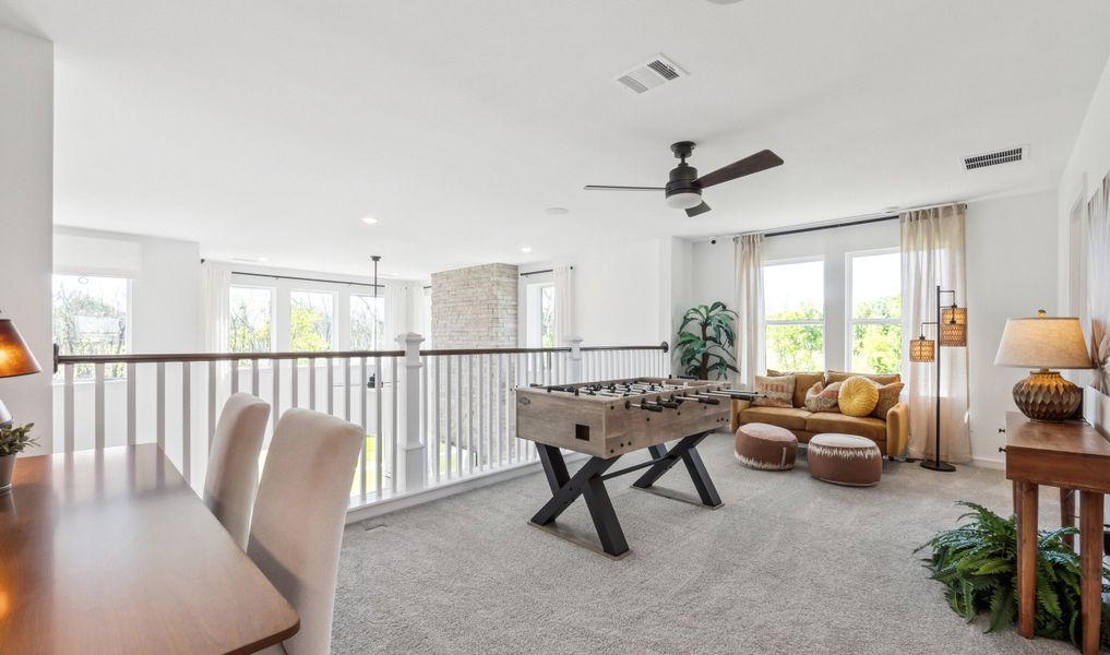 Loft with plush carpeting