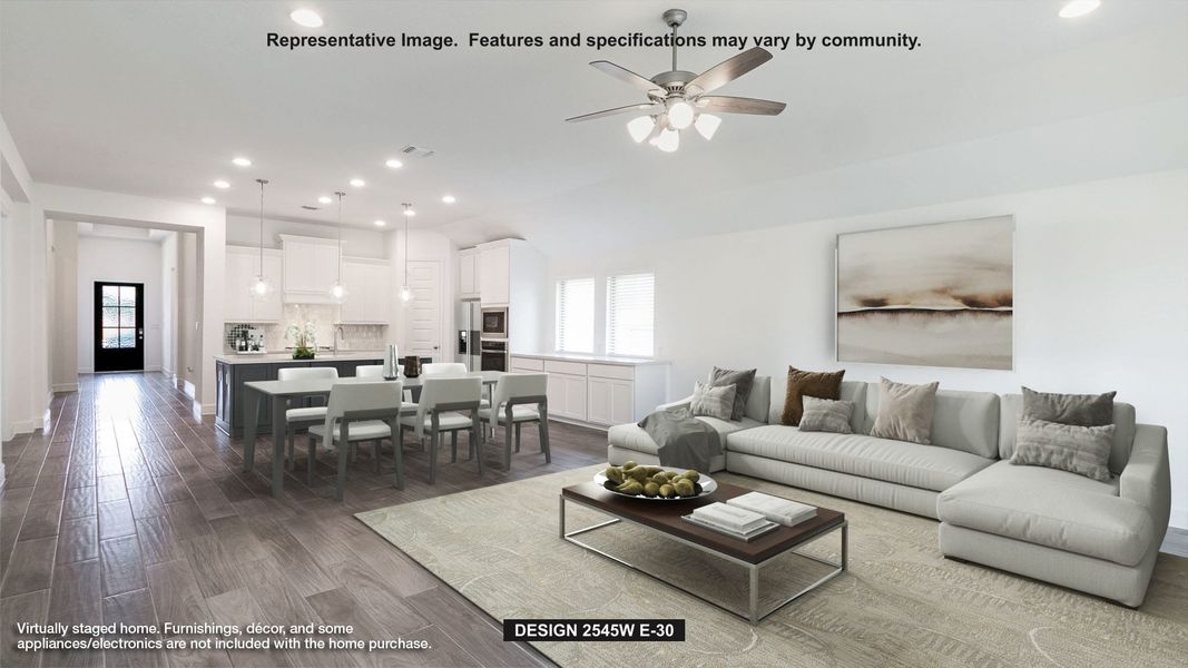 Representative furnished interior of a home built from the 2545W by Perry Homes in Lariat 50', Liberty Hill (Image 5).