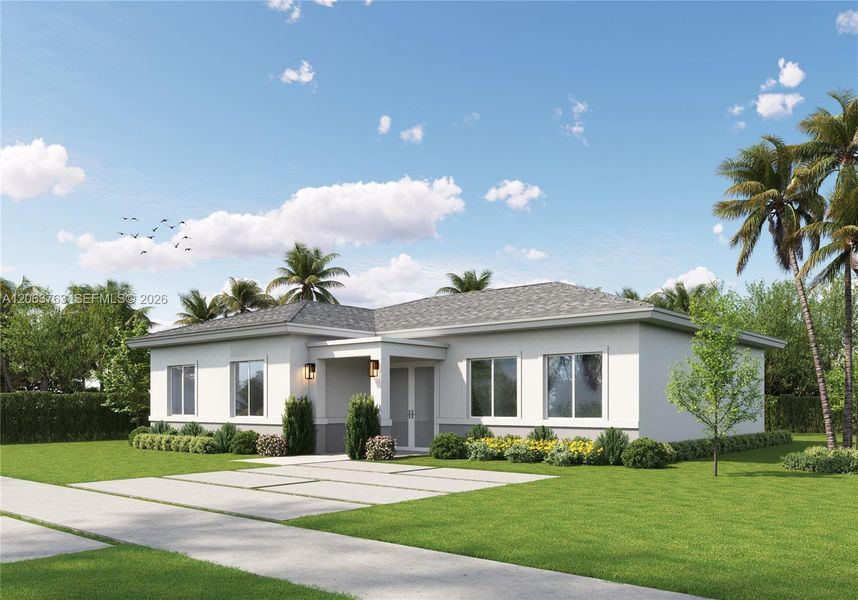 Front exterior of a new home in , Miami Gardens, FL, highlighting curb appeal (Image 1). Front exterior of a new home in , Miami Gardens, FL, highlighting curb appeal (Image 1).