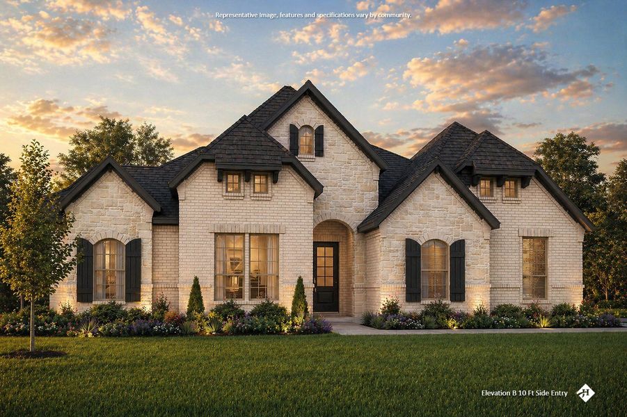 Front exterior of a new home in Hayes Crossing, Midlothian, TX, highlighting curb appeal (Image 27).