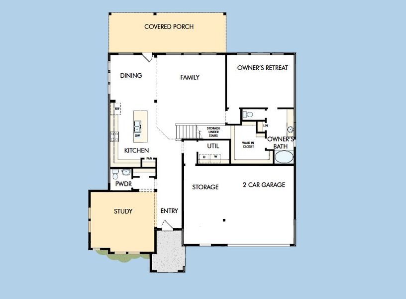2D floor plan layout for the The Baltimore by David Weekley Homes in Sundance Cove Lakeside - Overlook View Collection, Crosby, TX (Image 5).