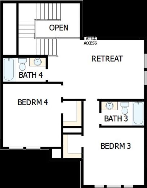 2D floor plan layout of this home in Wolf Ranch – West Bend, Georgetown, TX (Image 6).