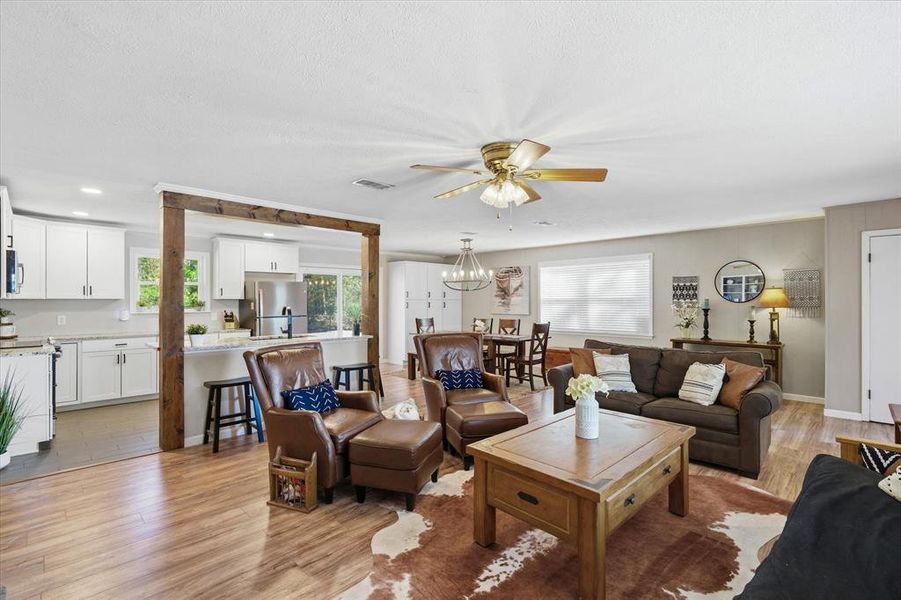Expansive open-concept living area